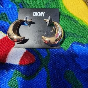 DKNY Shiny Gold Crescent Earrings